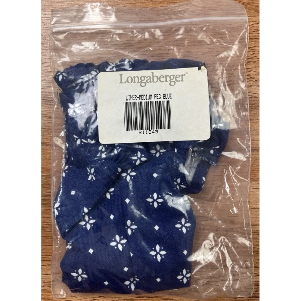 Longaberger Fabric Liner for Medium Peg Basket in Classic Blue 211643 NEW‎